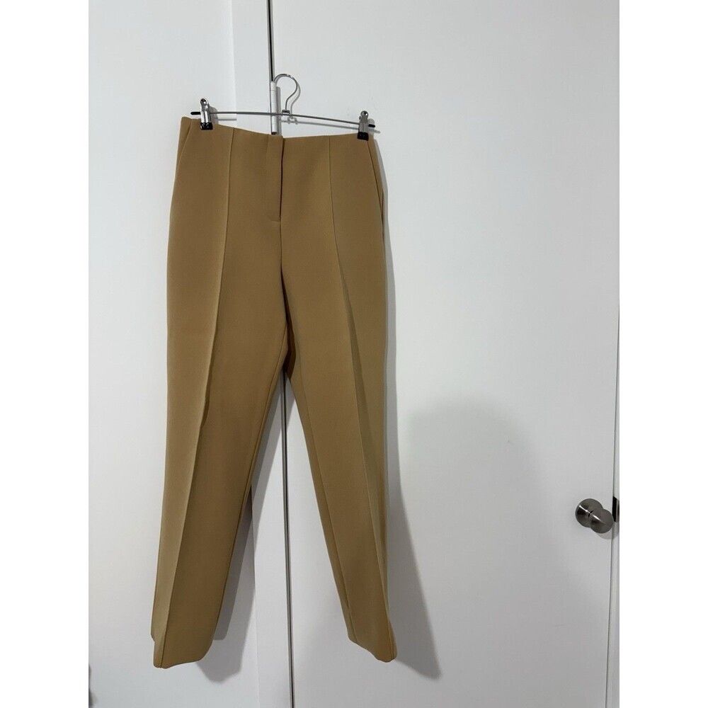 Diane von Furstenberg Women High Rise Pleated Straight Slacks Camel S4 Heavy Wtg